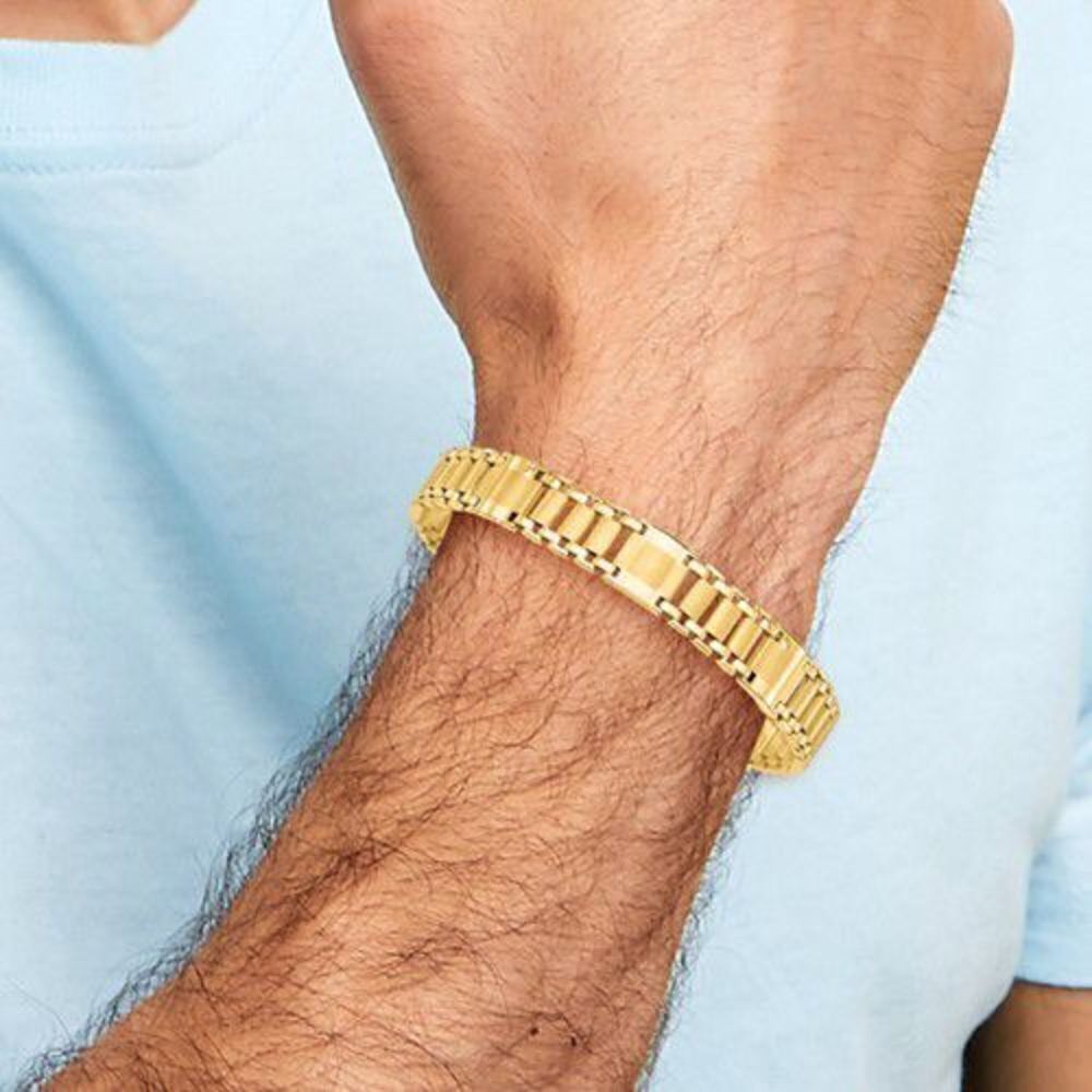 14k Satin and Polished Men's Link Bracelet